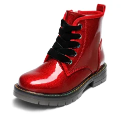 Kids Glitter Side Zipper Combat Boots