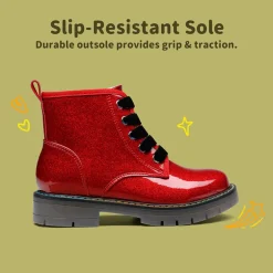 Kids Glitter Side Zipper Combat Boots