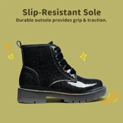 Kids Glitter Side Zipper Combat Boots
