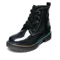 Kids Glitter Side Zipper Combat Boots