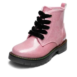 Kids Glitter Side Zipper Combat Boots