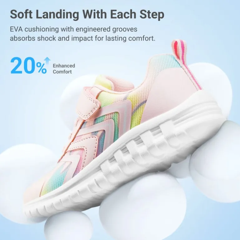Kids’ Lightweight Mesh Running Shoes with Hook-and-Loop Strap