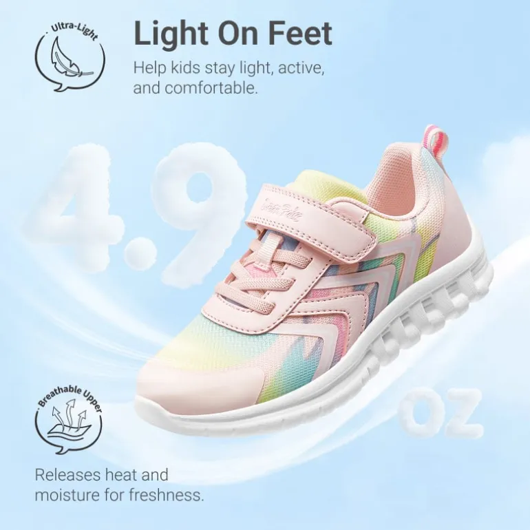 Kids’ Lightweight Mesh Running Shoes with Hook-and-Loop Strap