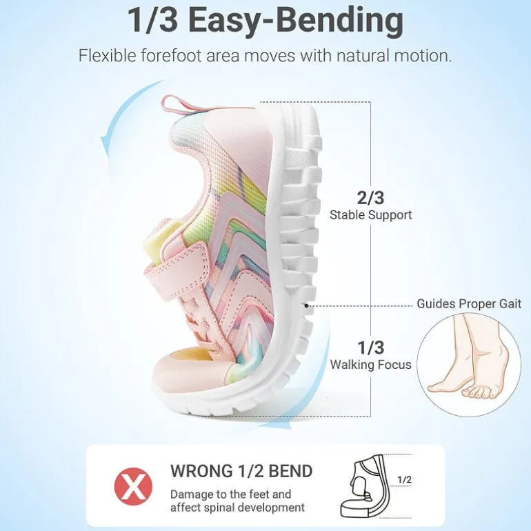 Kids’ Lightweight Mesh Running Shoes with Hook-and-Loop Strap