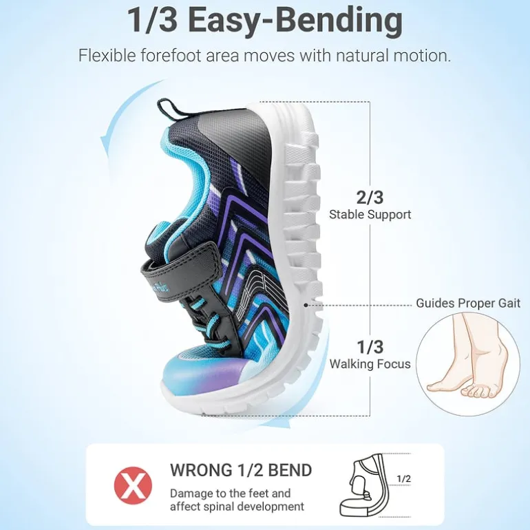 Kids’ Lightweight Mesh Running Shoes with Hook-and-Loop Strap