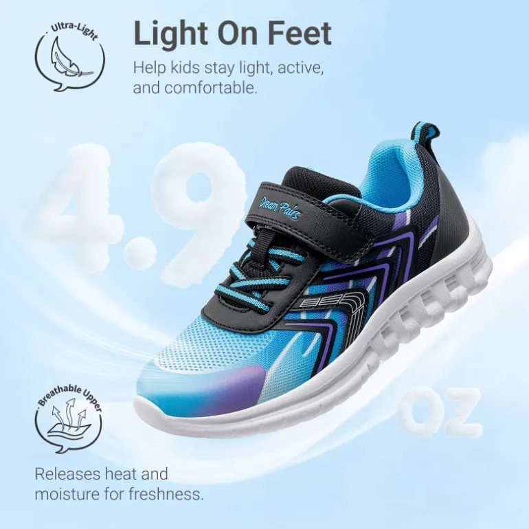 Kids’ Lightweight Mesh Running Shoes with Hook-and-Loop Strap