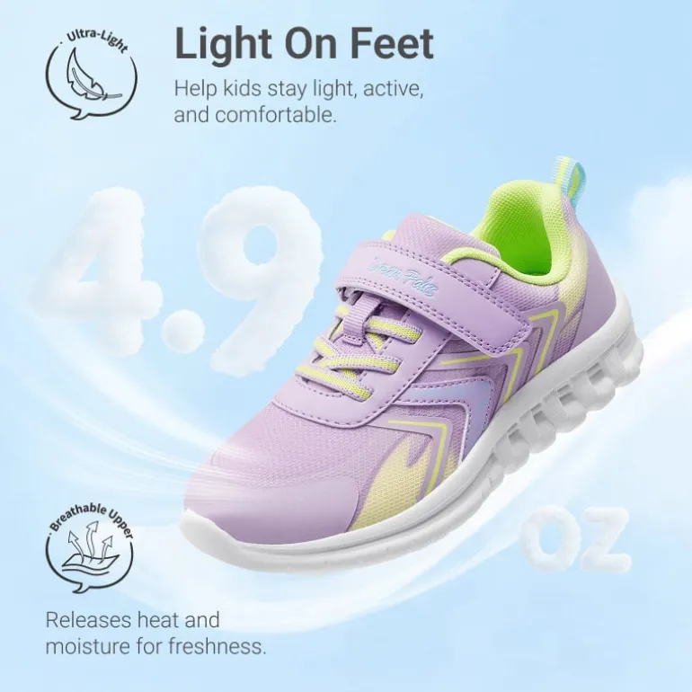 Kids’ Lightweight Mesh Running Shoes with Hook-and-Loop Strap