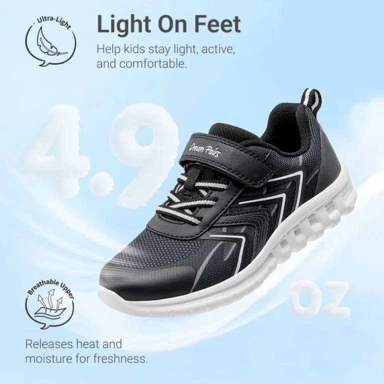 Kids’ Lightweight Mesh Running Shoes with Hook-and-Loop Strap