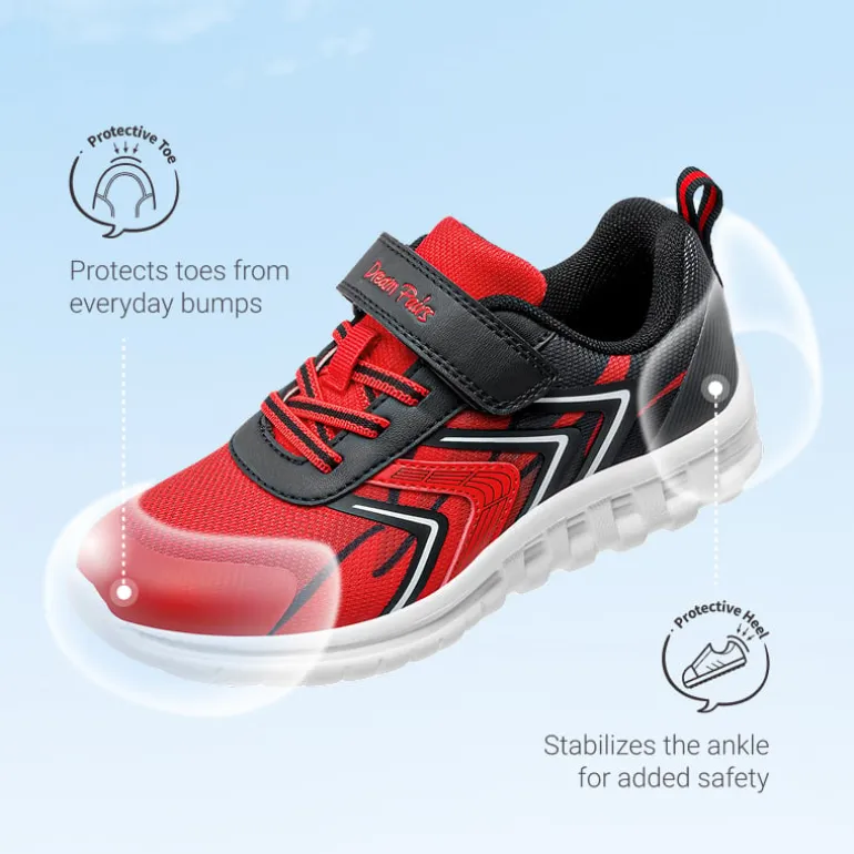 Kids’ Lightweight Mesh Running Shoes with Hook-and-Loop Strap