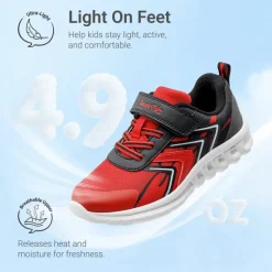 Kids’ Lightweight Mesh Running Shoes with Hook-and-Loop Strap