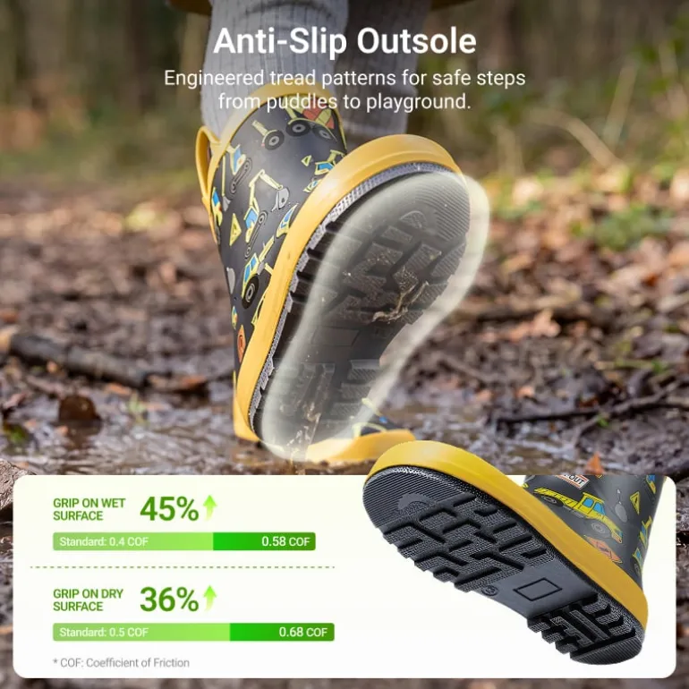 Kids' Low-ordor Natural Rubber Rain Boots