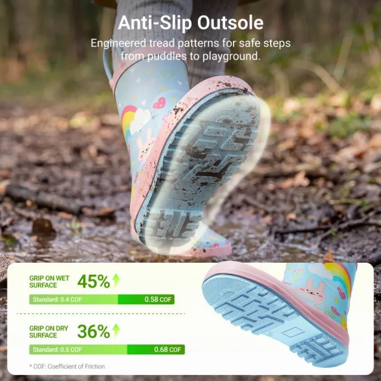 Kids' Low-ordor Natural Rubber Rain Boots