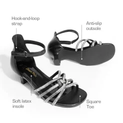 Kids' Rhinestone Metallic Kitten Heel Sandals