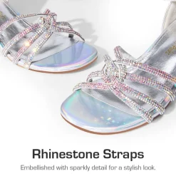 Kids' Rhinestone Metallic Kitten Heel Sandals