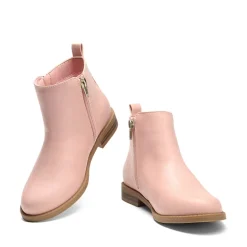 Kids Side Zipper Low Heel Ankle Boots