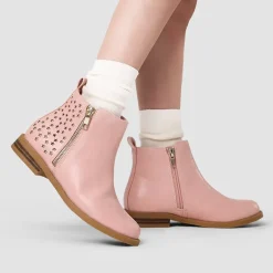 Kids Side Zipper Low Heel Ankle Boots