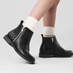 Kids Side Zipper Low Heel Ankle Boots
