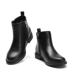 Kids Side Zipper Low Heel Ankle Boots