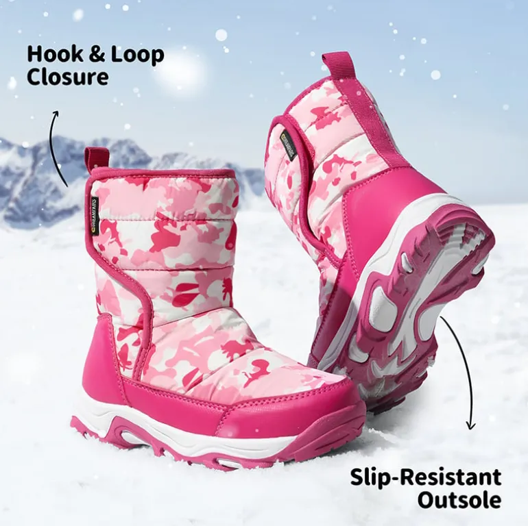 Kids Waterproof Faux Fur Snow Boots