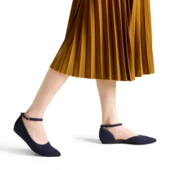 Knit Pointed Toe Ankle Strap Flats