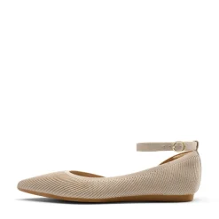 Knit Pointed Toe Ankle Strap Flats