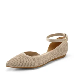 Knit Pointed Toe Ankle Strap Flats