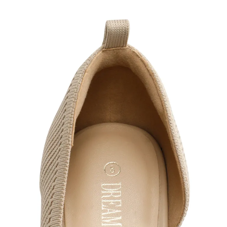 Knit Pointed Toe Ankle Strap Flats