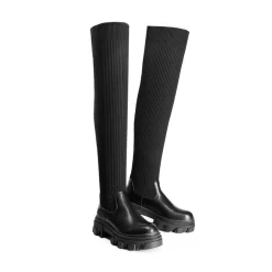 Knitted Lug Sole Over-The-Knee Boots