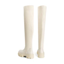 Knitted Lug Sole Over-The-Knee Boots