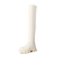 Knitted Lug Sole Over-The-Knee Boots