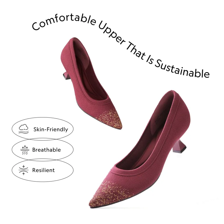 Knitted Pointed-Toe Kitten Heels