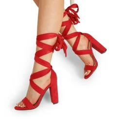 Lace Up Chunky Block Heel Sandals
