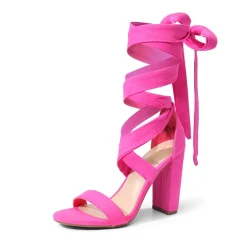 Lace Up Chunky Block Heel Sandals