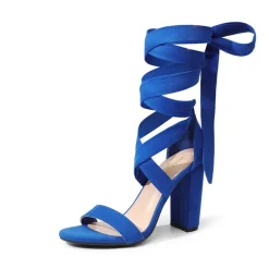 Lace Up Chunky Block Heel Sandals
