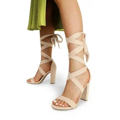 Lace Up Chunky Block Heel Sandals
