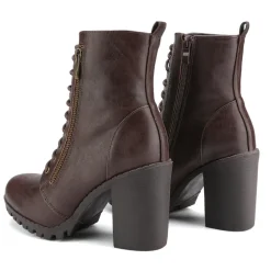 Lace Up Chunky Heel Ankle Booties