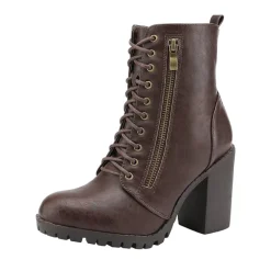 Lace Up Chunky Heel Ankle Booties