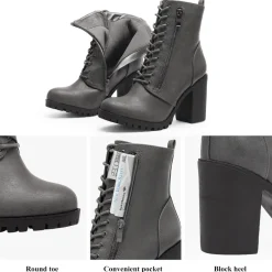 Lace Up Chunky Heel Ankle Booties