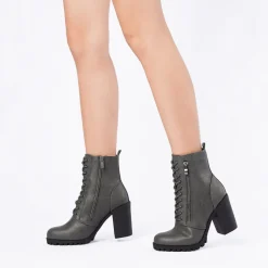 Lace Up Chunky Heel Ankle Booties