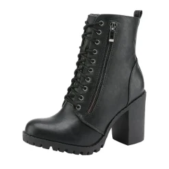 Lace Up Chunky Heel Ankle Booties