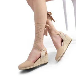 Lace Up Espadrilles Wedge Sandals