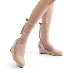 Lace Up Espadrilles Wedge Sandals