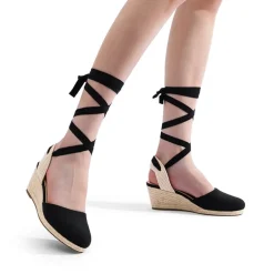 Lace Up Espadrilles Wedge Sandals