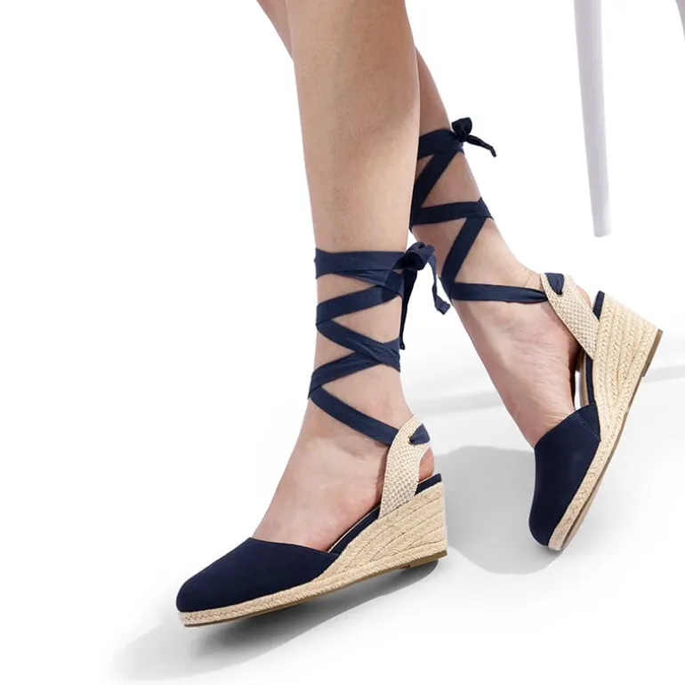 Lace Up Espadrilles Wedge Sandals
