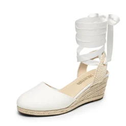 Lace Up Espadrilles Wedge Sandals