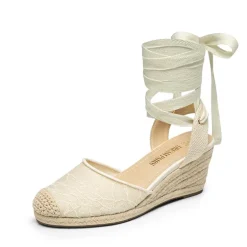 Lace Up Espadrilles Wedge Sandals