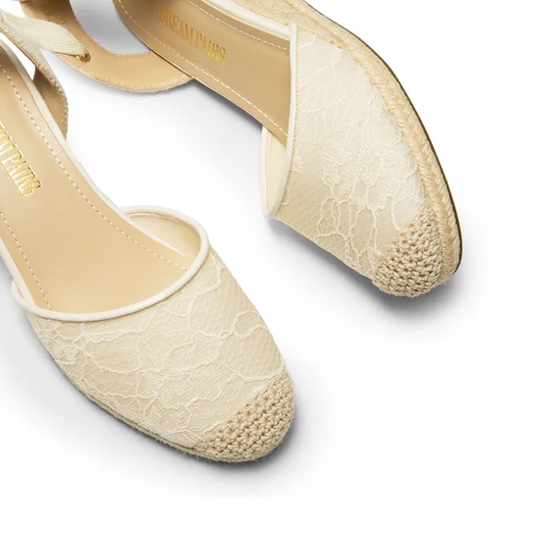 Lace Up Espadrilles Wedge Sandals