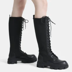 Lace Up Knee High Boots