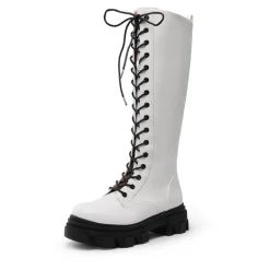 Lace Up Knee High Boots