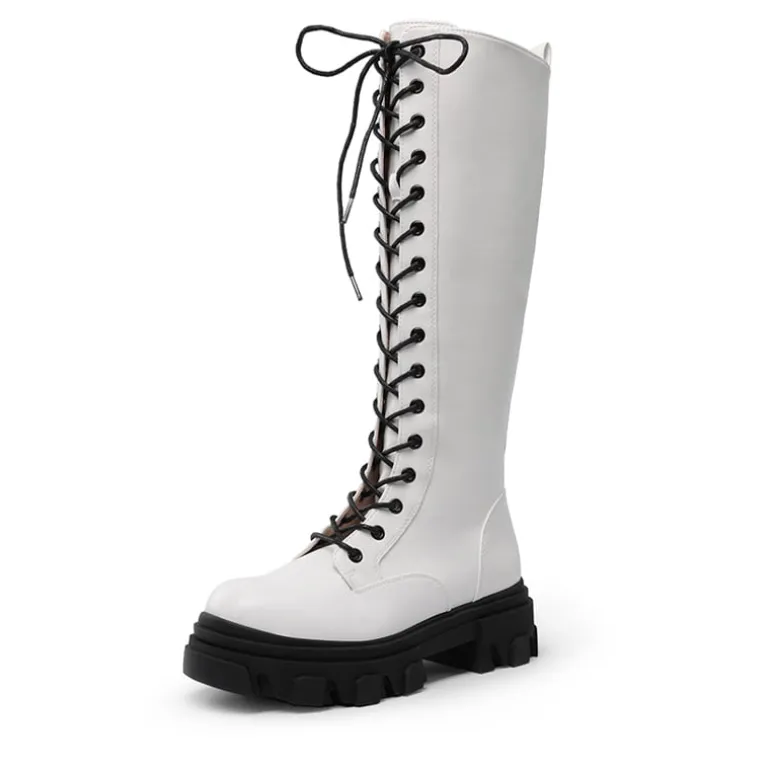 Lace Up Knee High Boots